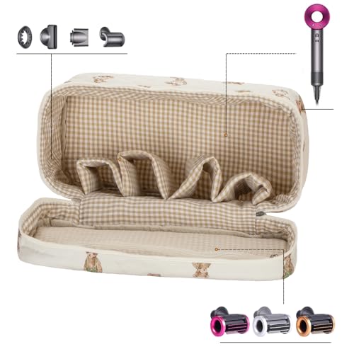 Saikaspotts Padded Travel Case Compatible with Dyson Airwrap Complete Styler and Attachments Quilted Cotton Portable Storage Bag for Hair Dryer Shark Flexstyle Dyson Airwrap Brush Hair AccessoriesBear - Image 3