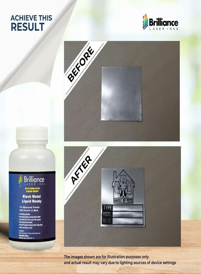 BRILLIANCE LASER INKS Liquid Ready Laser Marking Powder-Brilliance Laser Inks -BLI101MBLIQ120- Black Laser Ink for Metals Marking with CO2/Fiber/YAG (120 ml, Black) - Image 5