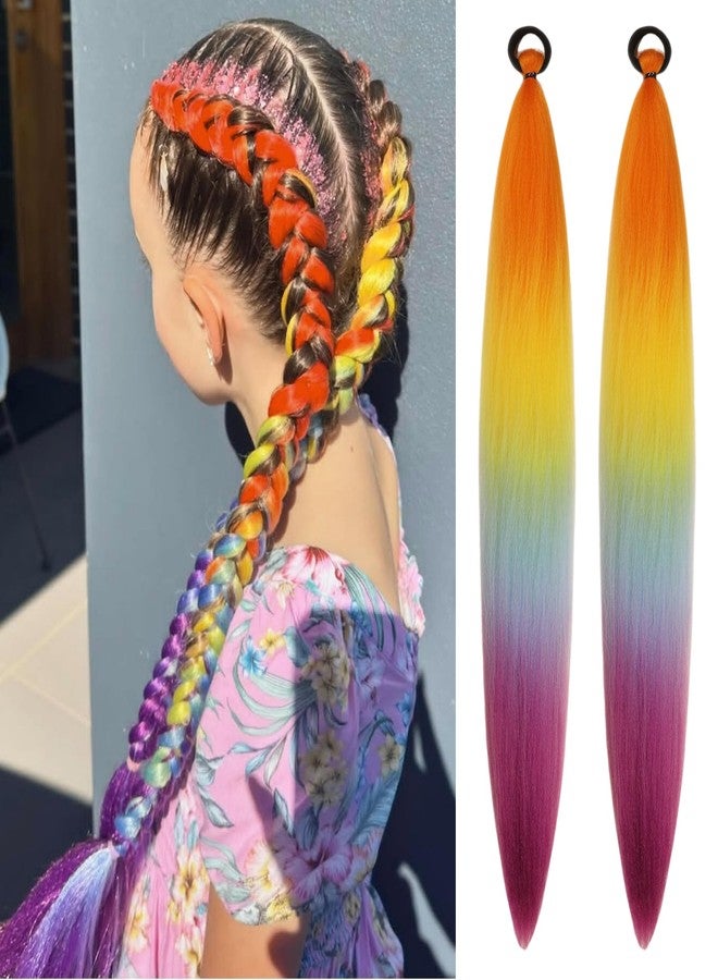 Leticia Rainbow Braiding Hair Extension for Braids Hypoallergenic Synthetic Ombre Braid Ponytail Extensions with Elastic Tie Fashion Festival Rave Hair Accessories 26 inch - Image 1