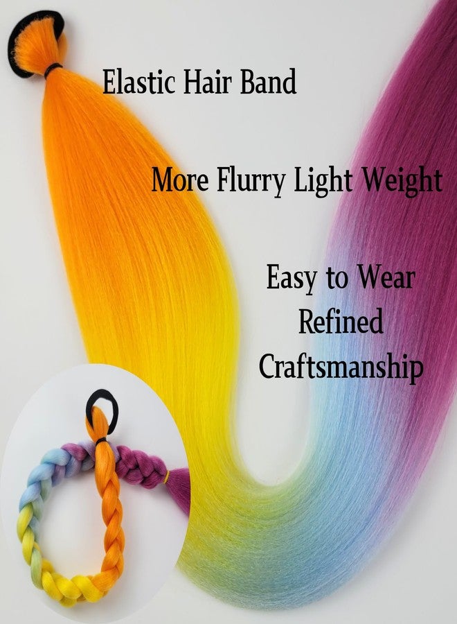 Leticia Rainbow Braiding Hair Extension for Braids Hypoallergenic Synthetic Ombre Braid Ponytail Extensions with Elastic Tie Fashion Festival Rave Hair Accessories 26 inch - Image 4