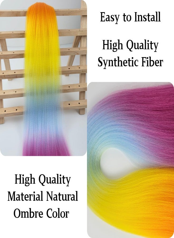 Leticia Rainbow Braiding Hair Extension for Braids Hypoallergenic Synthetic Ombre Braid Ponytail Extensions with Elastic Tie Fashion Festival Rave Hair Accessories 26 inch - Image 3