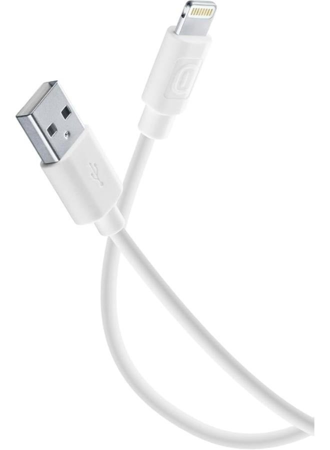 سيلولار لاين كابل طاقة Cellularline بطول 120 سم من USB A إلى Lightning باللون الأبيض - Image 1