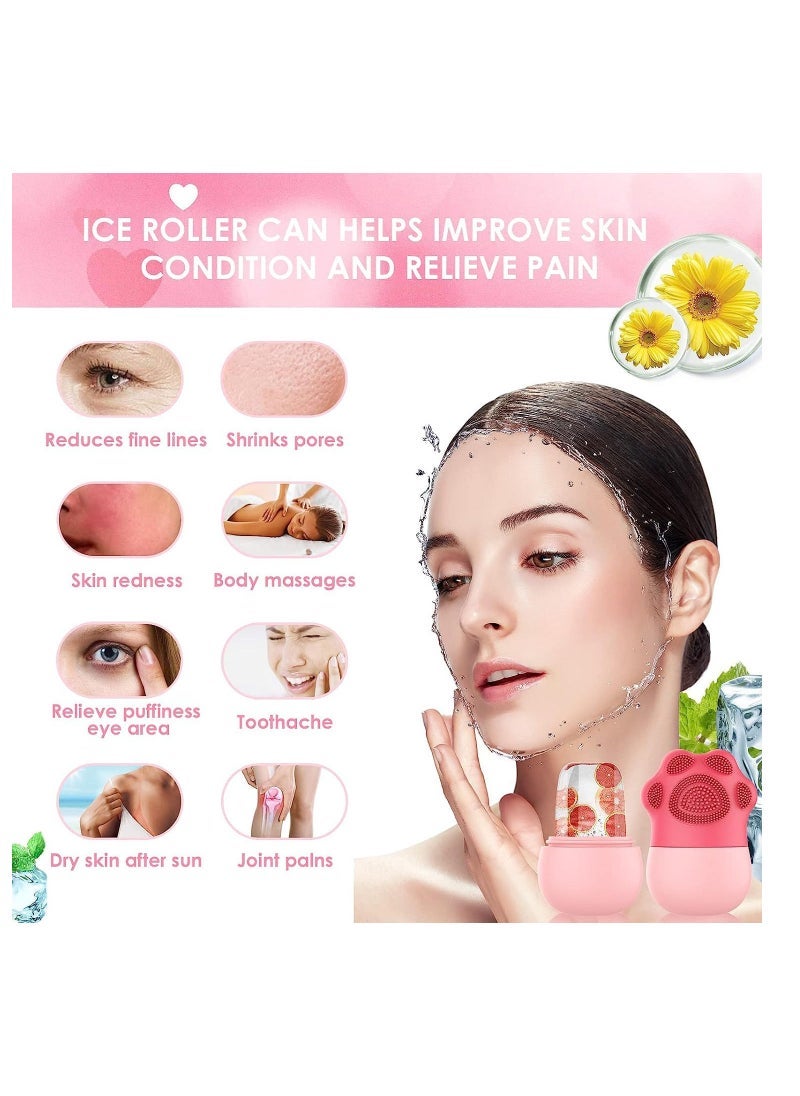 Captaintech Silicone Ice Facial Rollers For Face and Eyes Puffiness Relief with Soft Cleaning Brush  - Image 2
