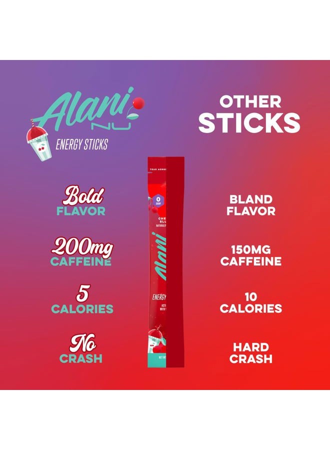 Alani Nu Cherry Slush Energy Sticks | Energy Drink Powder | 200mg Caffeine | Pre Workout Performance with Antioxidants | On-The-Go Drink Mix | Biotin, B Vitamins | Zero Sugar | 5 Calories | 10 Pack  - Image 5