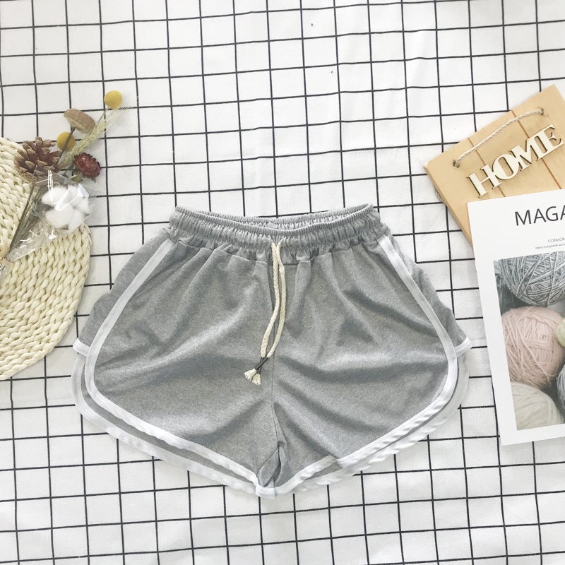 Korean Style plus size Loose Sports Solid Color Shorts Womens Three-point Running Pants Casual Yoga Pants Outer Wear Beach Pajama Pants Grey Iron-head Three-part Pants 