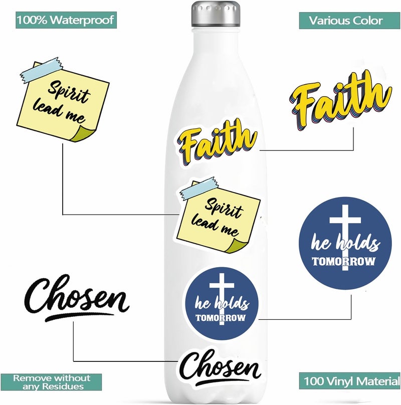KASANYER 300PCS Inspirational Christian Stickers, Vinyl Waterproof Jesus Bible Verse Stickers for Prayer Board Scrapbook Water Bottle Laptop, Religious Faith Christian Easter Gifts for Kids Women Men - Image 4