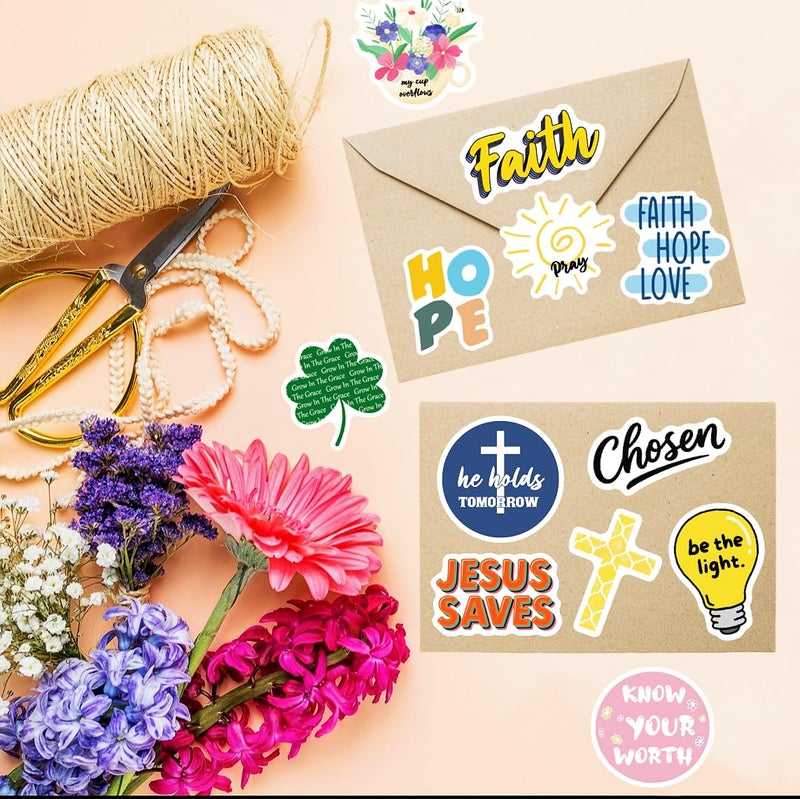KASANYER 300PCS Inspirational Christian Stickers, Vinyl Waterproof Jesus Bible Verse Stickers for Prayer Board Scrapbook Water Bottle Laptop, Religious Faith Christian Easter Gifts for Kids Women Men - Image 5