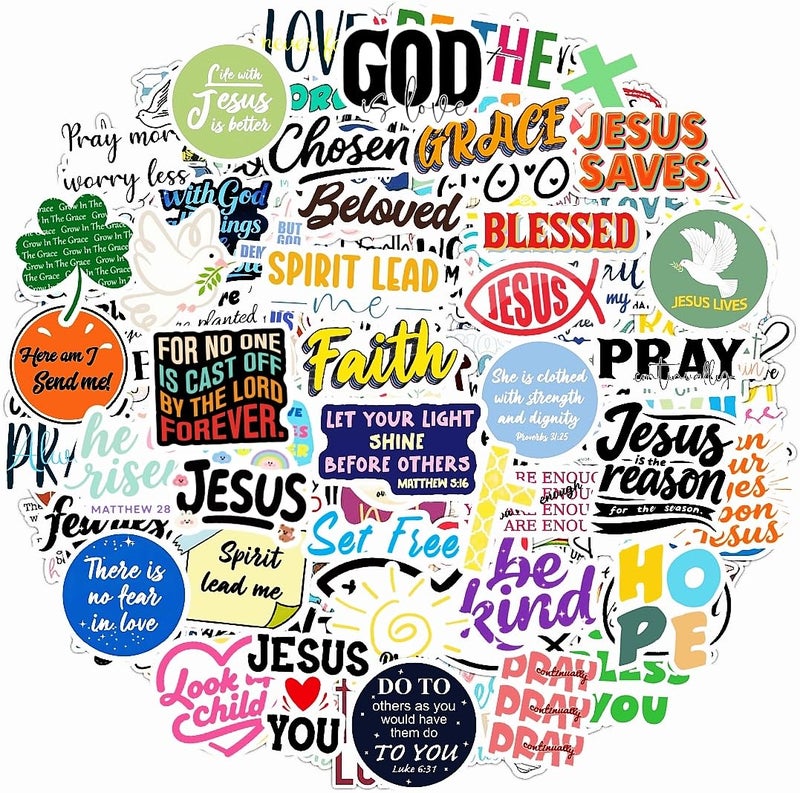 KASANYER 300PCS Inspirational Christian Stickers, Vinyl Waterproof Jesus Bible Verse Stickers for Prayer Board Scrapbook Water Bottle Laptop, Religious Faith Christian Easter Gifts for Kids Women Men - Image 1