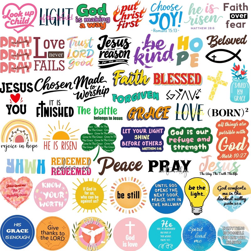 KASANYER 300PCS Inspirational Christian Stickers, Vinyl Waterproof Jesus Bible Verse Stickers for Prayer Board Scrapbook Water Bottle Laptop, Religious Faith Christian Easter Gifts for Kids Women Men - Image 3