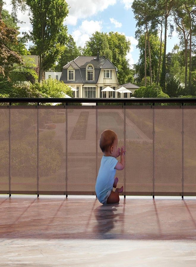 HIPPO Baby Safety Net for Balcony Child Protection Stairway Safety Net Railing Guard for Kids Staircase Protector with Tie-Cords Breathable Fabric Indoor Outdoor Use (1MTX3MT, Beige-Black) - Image 2