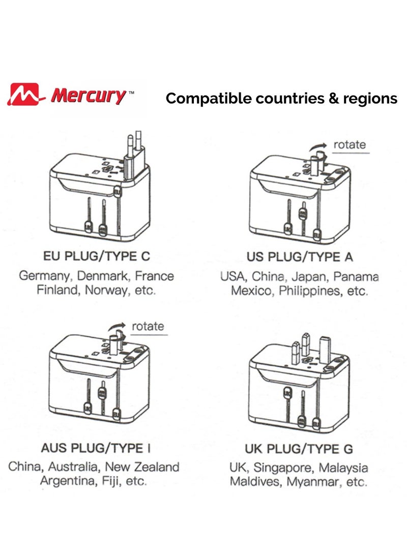 Mercury GAN Fast Charger with USB-C & 4 ports. Charges Laptop, Phone, Tablet, Electric Razor. Universal travel adapter for EU, UK, US & AU – power up multiple devices safely. (MER-GC-67W) - Image 5
