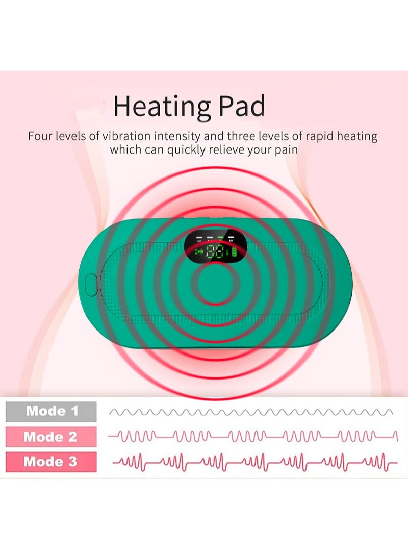 HaLunhi Portable Cordless Heating Pad for Menstrual Cramps Relief, Heating Pad for Stomach,Menstrual Heating Pad with 3 Heat Levels and 4 Vibration Massage Modes Portable Electric Fast Heating Belly Wrap Belt  - Image 4