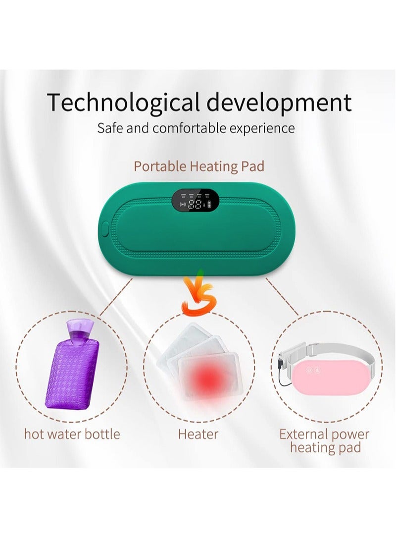 Portable Cordless Heating Pad for Menstrual Cramps Relief, Heating Pad for Stomach,Menstrual Heating Pad with 3 Heat Levels and 4 Vibration Massage Modes Portable Electric Fast Heating Belly Wrap Belt