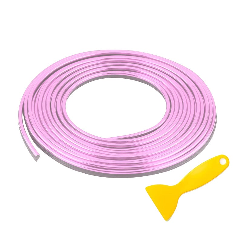 winterrock Car Interior Moulding Trim Strip 33Ft10M Auto Electroplating Decoration Styling Door Dashboard Car Decorative Flexible Filler Insert Strip Interior Accessory with Installing Tool Pink - Image 3