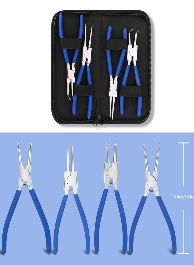 Ejoyous Snap Ring Pliers Set, 4pc Professional 7" Inch Internal External Straight Bent Circlip Snap Ring Pliers Set w/Portable Bag - Image 3