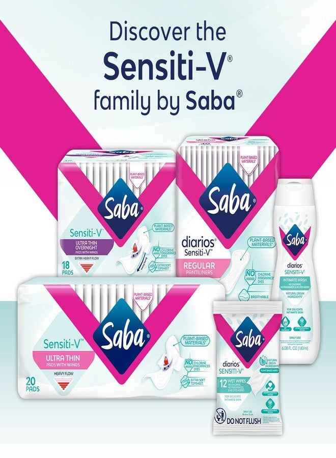 Saba Kombucha Saba Sensiti-V Ultra Thin Regular Sanitary Napkin Pads with Wings, 4-Pack of 20 Pads (80 Count - Image 5