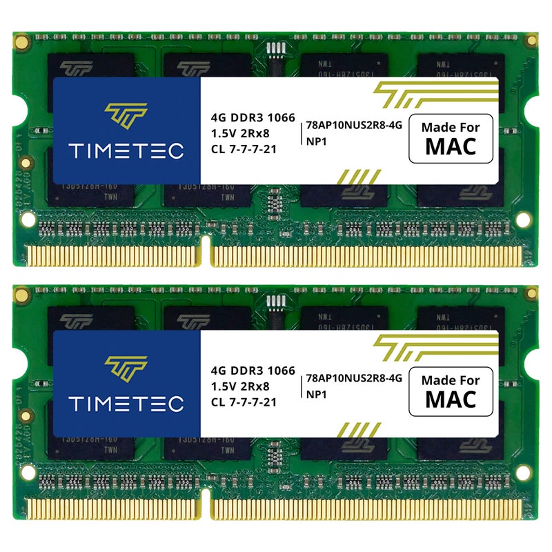 Timetec 8GB KIT(2x4GB) Compatible for Apple DDR3 1067MHz / 1066MHz PC3-8500 CL7 for Mac Book, Mac Book Pro, iMac, Mac mini (Late 2008, Early/Mid/Late 2009, Mid 2010) SODIMM Memory MAC RAM Upgrade - Image 1