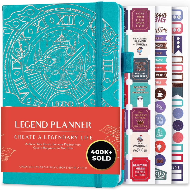 Legend Planner Weekly Monthly Life Planner to Hit Your Goals Live Happier Organizer Notebook Productivity Journal A5 Turquoise