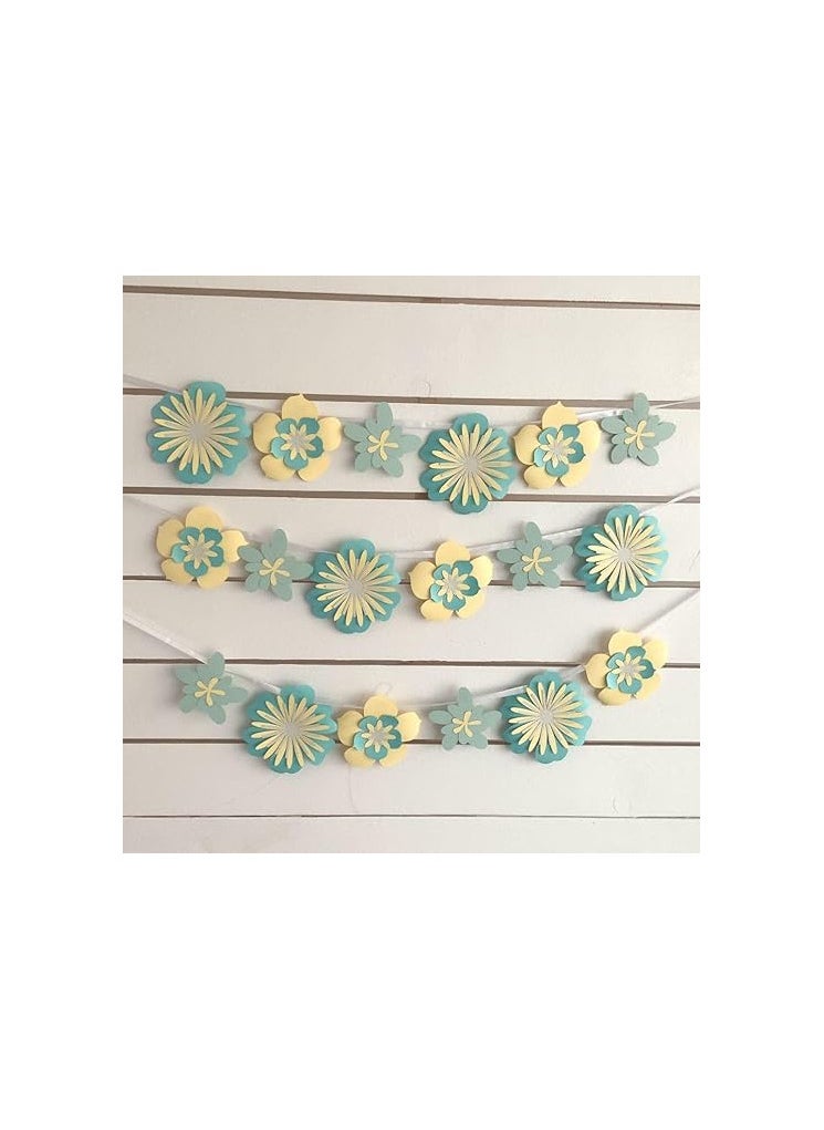 Pinfliers Pinfliers Summer,Flower Theme Birthday Decoration|Bunting Paper Decoration Items for Birthday,Baby Shower|Pongal,Lohri,Makar Sankranti Decoration Items|18 Pastel Paper Flowers for Decoration|60"Length  - Image 1