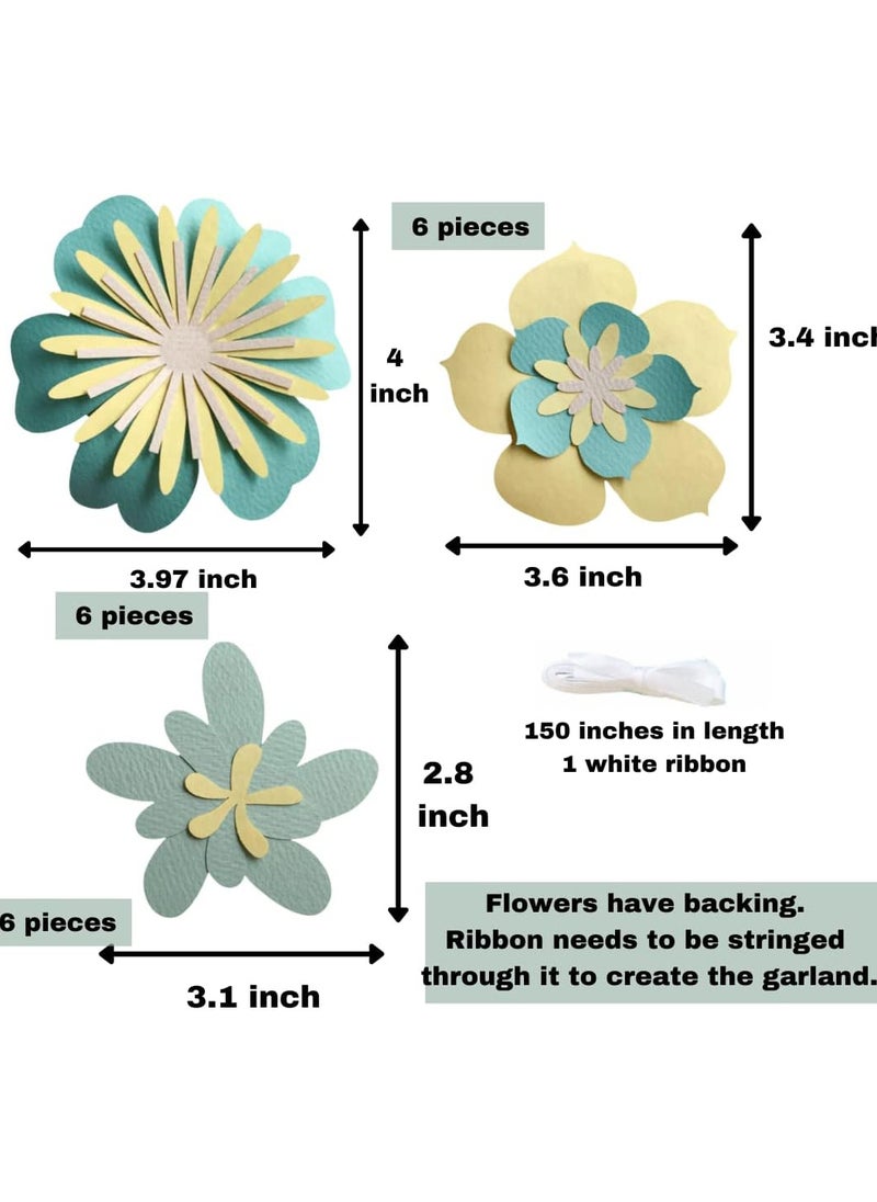 Pinfliers Pinfliers Summer,Flower Theme Birthday Decoration|Bunting Paper Decoration Items for Birthday,Baby Shower|Pongal,Lohri,Makar Sankranti Decoration Items|18 Pastel Paper Flowers for Decoration|60"Length  - Image 2