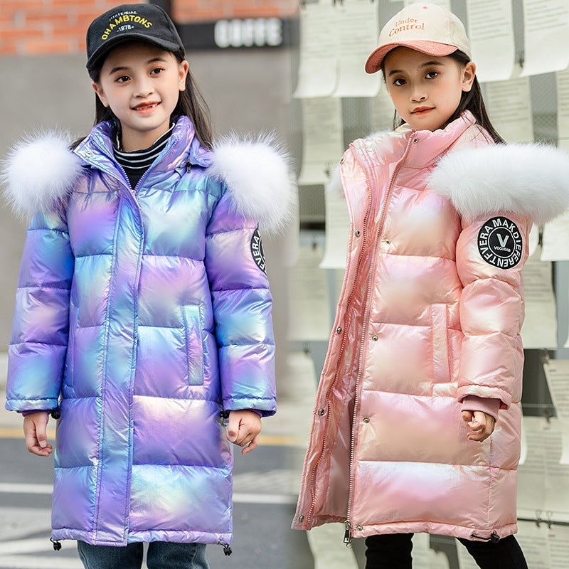 Children'S Clothing New Style Kidsren'S Down Jacket Girls Korean Style Colorful Mid-Length No-Wash Medium And Large Kidsren'S Boys' Thickeneded Jacket - Image 3