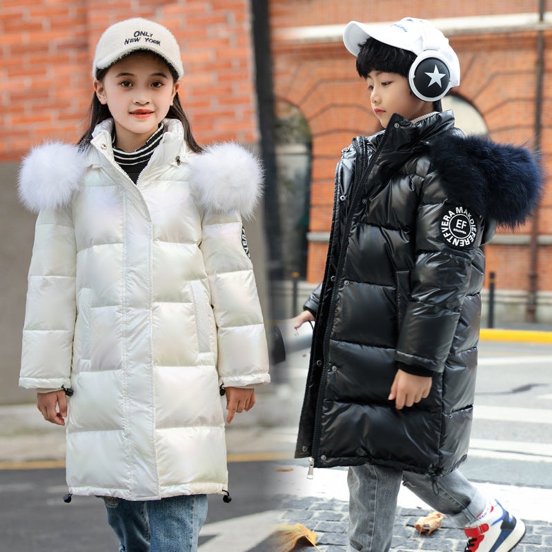 Children'S Clothing New Style Kidsren'S Down Jacket Girls Korean Style Colorful Mid-Length No-Wash Medium And Large Kidsren'S Boys' Thickeneded Jacket - Image 2