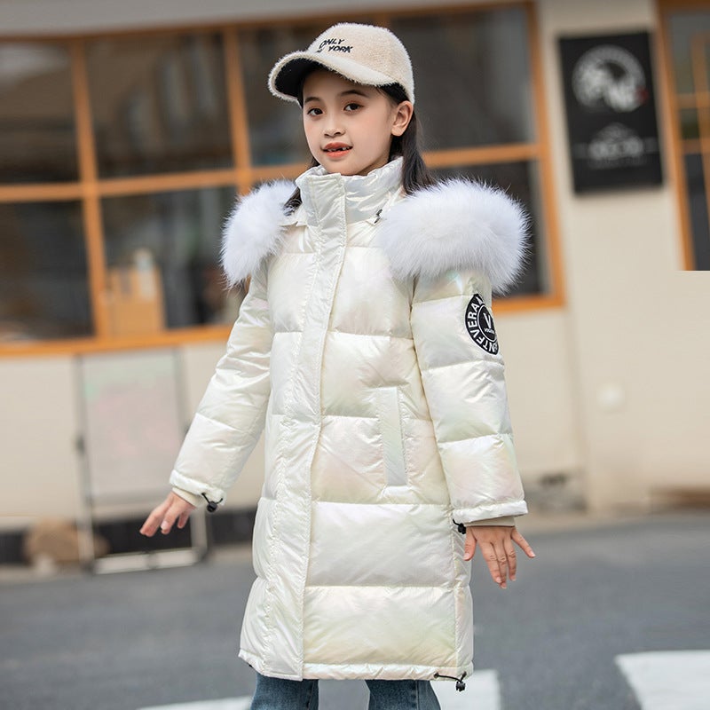 Children'S Clothing New Style Kidsren'S Down Jacket Girls Korean Style Colorful Mid-Length No-Wash Medium And Large Kidsren'S Boys' Thickeneded Jacket - Image 1