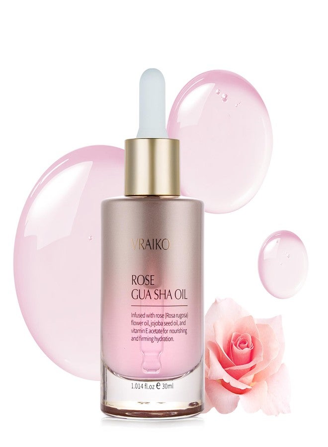 VRAIKO Gua Sha Face Oil Serum | Rosa Rugosa Flower & Jojoba Seed Oil Product | Detox, Plump, Anti-Oxidant, Soothing | Nourish, Cruelty Free, Natural, 1 fl oz - Image 1