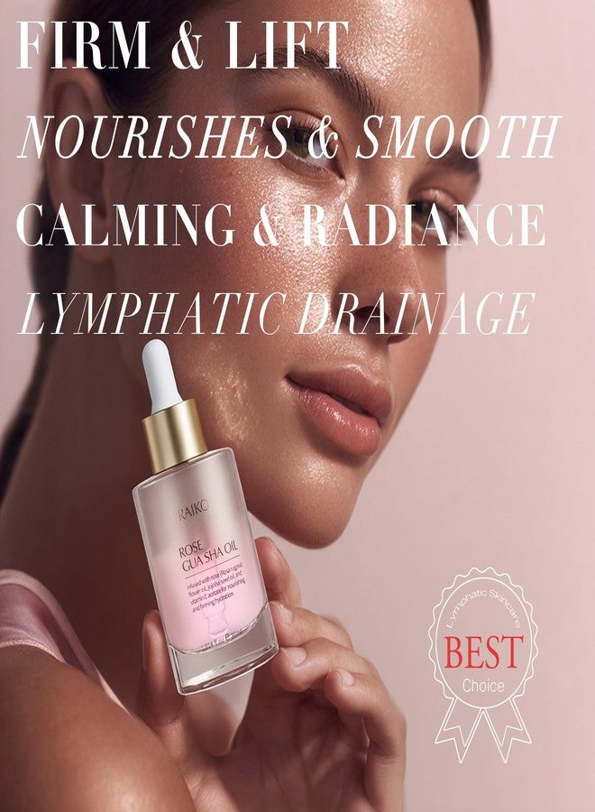 VRAIKO Gua Sha Face Oil Serum | Rosa Rugosa Flower & Jojoba Seed Oil Product | Detox, Plump, Anti-Oxidant, Soothing | Nourish, Cruelty Free, Natural, 1 fl oz - Image 2