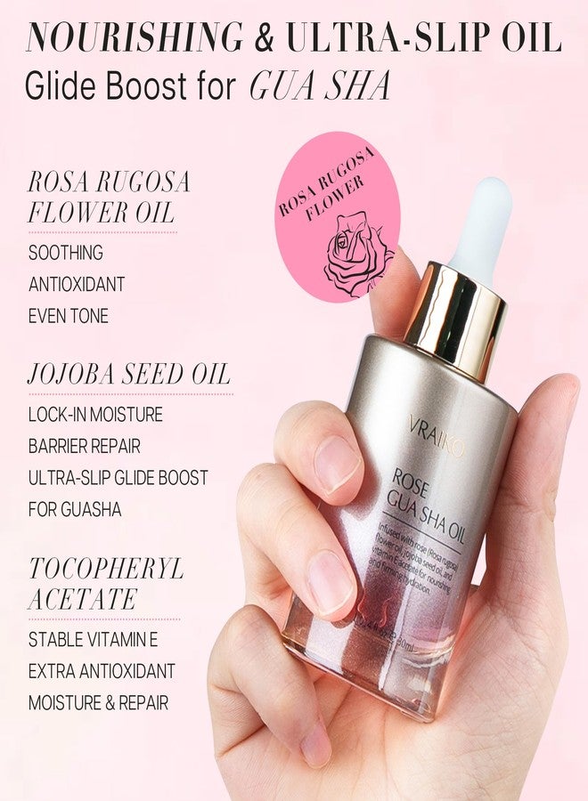 VRAIKO Gua Sha Face Oil Serum | Rosa Rugosa Flower & Jojoba Seed Oil Product | Detox, Plump, Anti-Oxidant, Soothing | Nourish, Cruelty Free, Natural, 1 fl oz - Image 4