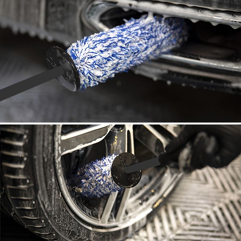 Black Microfiber Wheel Brush Gentle Tire Cleaning Dusting Tool Car Maintenance - Image 5