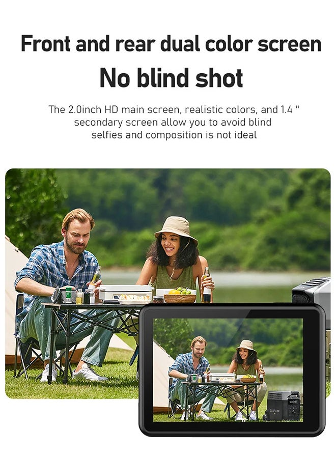 Generic - New 6K Action camera, 170° ultra-wide angle, 30 meters waterproof 2.0+1.4 inch dual-color screen, with 32GB memory card, with remote control and accessories, WiFi interconnection EIS anti-shake and - Image 1