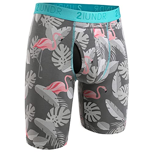 2UNDR Mens Swing Shift 9" Long Leg Underwear - Grey/Blue - S - Image 2