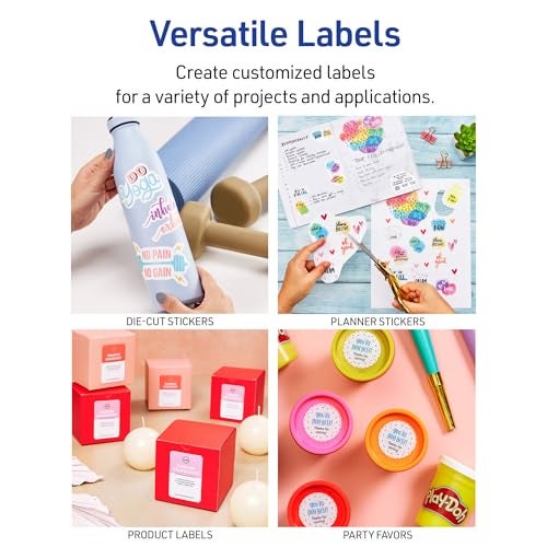 Avery Printable Sticker Paper, 8.5" x 11", Matte White, Repositionable Adhesive, Laser/Inkjet Compatible, 5 Full-Size Label Sheets, Great for Product Branding, Cute Stickers, Crafts, and More (53202) - Image 4