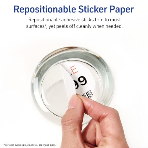 Avery Printable Sticker Paper, 8.5" x 11", Matte White, Repositionable Adhesive, Laser/Inkjet Compatible, 5 Full-Size Label Sheets, Great for Product Branding, Cute Stickers, Crafts, and More (53202) - Image 3
