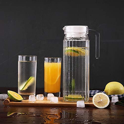 CYNFLEES 1100 ml Set of 2 pcs2 Glass jug Pitcher with lid iced Tea Pitcher Water jug hot Cold Water ice Tea Milk and Juice Carafes 11 LTR - Image 5
