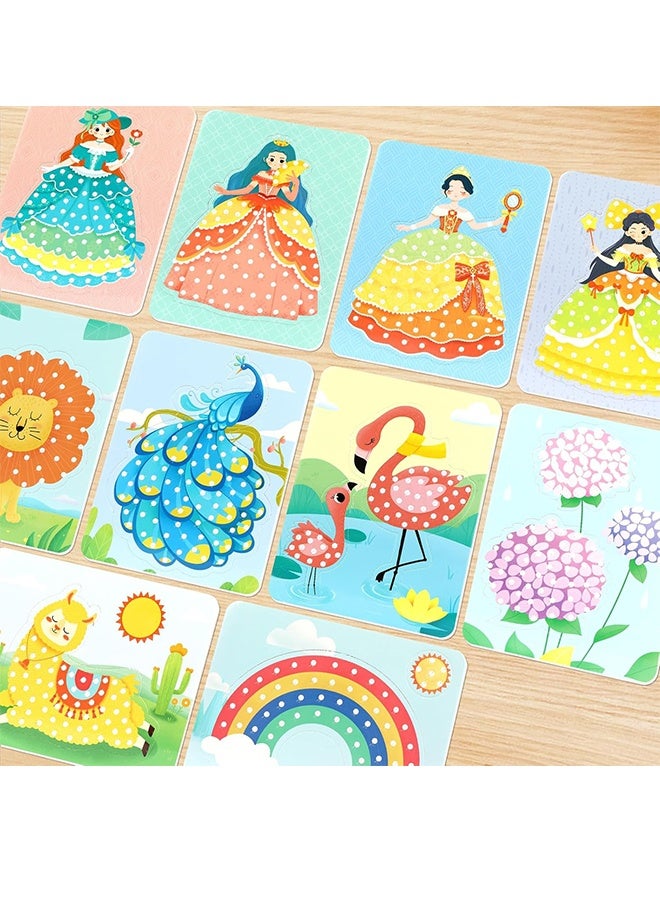 أورجنيزر مجموعة أدوات الفنون والحرف اليدوية للأطفال، لوحة فنية مبتكرة من القماش، لوحة ثقب للبنات، 10 ورقات رسم، لوحة تزيين، مجموعة أدوات فنية من الورق، ألعاب هدايا للأطفال (عالم الأحلام) - Image 2