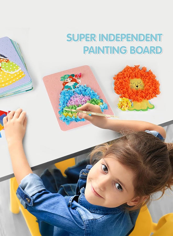 أورجنيزر مجموعة أدوات الفنون والحرف اليدوية للأطفال، لوحة فنية مبتكرة من القماش، لوحة ثقب للبنات، 10 ورقات رسم، لوحة تزيين، مجموعة أدوات فنية من الورق، ألعاب هدايا للأطفال (عالم الأحلام) - Image 4