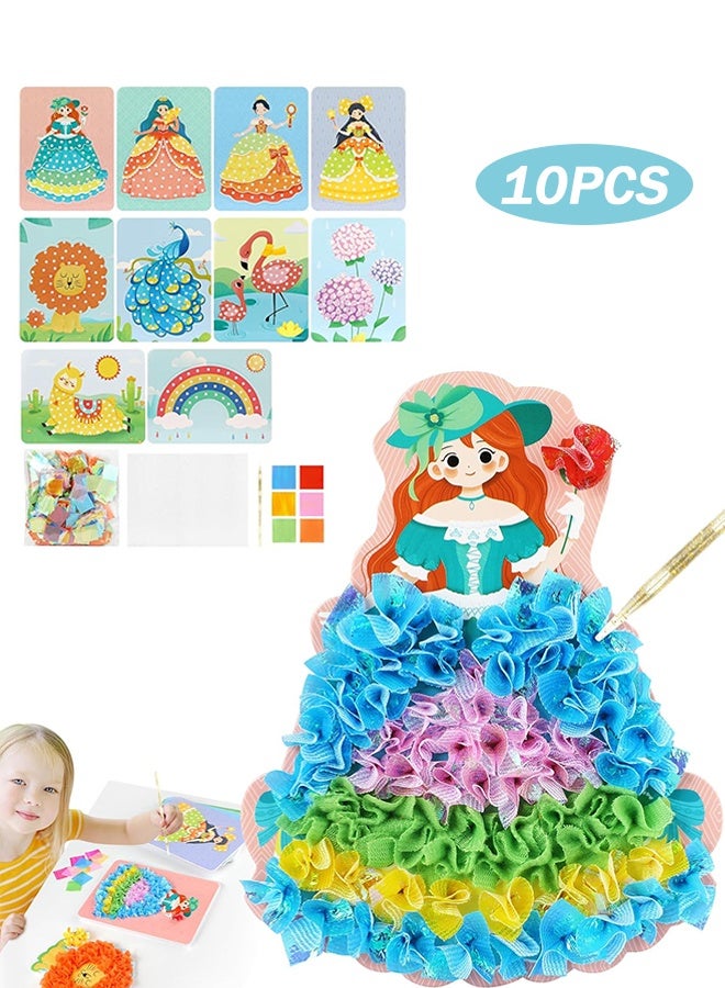 أورجنيزر مجموعة أدوات الفنون والحرف اليدوية للأطفال، لوحة فنية مبتكرة من القماش، لوحة ثقب للبنات، 10 ورقات رسم، لوحة تزيين، مجموعة أدوات فنية من الورق، ألعاب هدايا للأطفال (عالم الأحلام) - Image 1