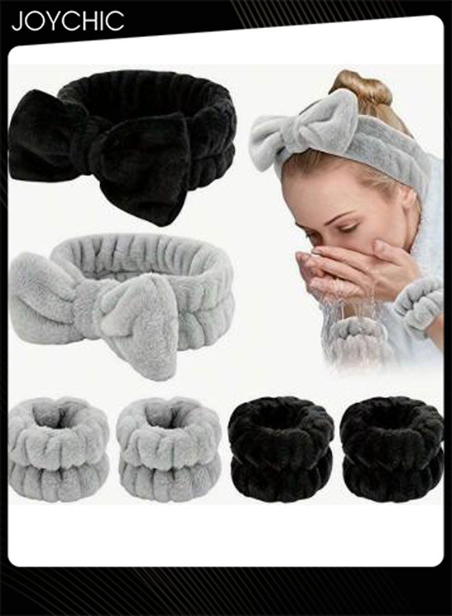 Joychic 6PCS Makeup Headband and WristBand Set, Skincare Spa Headband for Washing Face,Towels Wrist band for Women Girls Prevent Liquid Spilling from Arms - Image 3