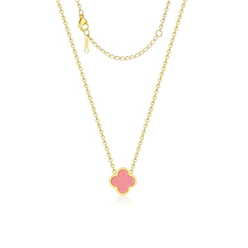 AIPPK 18K Gold Plated Clover for Women Pink Van Cleef Necklace Dupes Four Leaf Clover Lucky Necklace Pendant Dainty Jewelry Gifts - Image 1