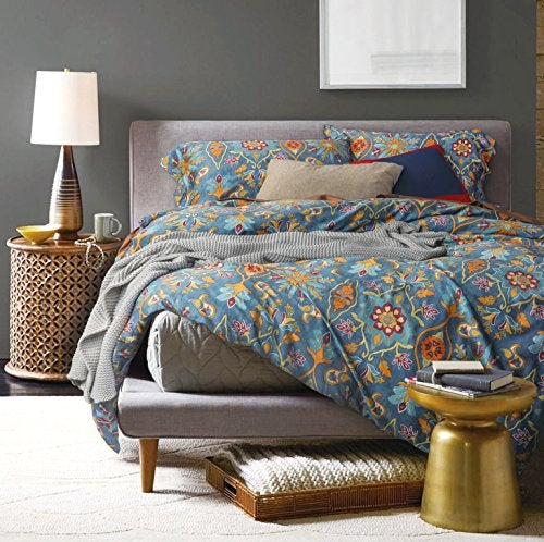 Eikei Damask Medallion Duvet Cover Set, Egyptian Cotton Sateen, 400 Thread Count, Bohemian Pattern (King) - Image 5
