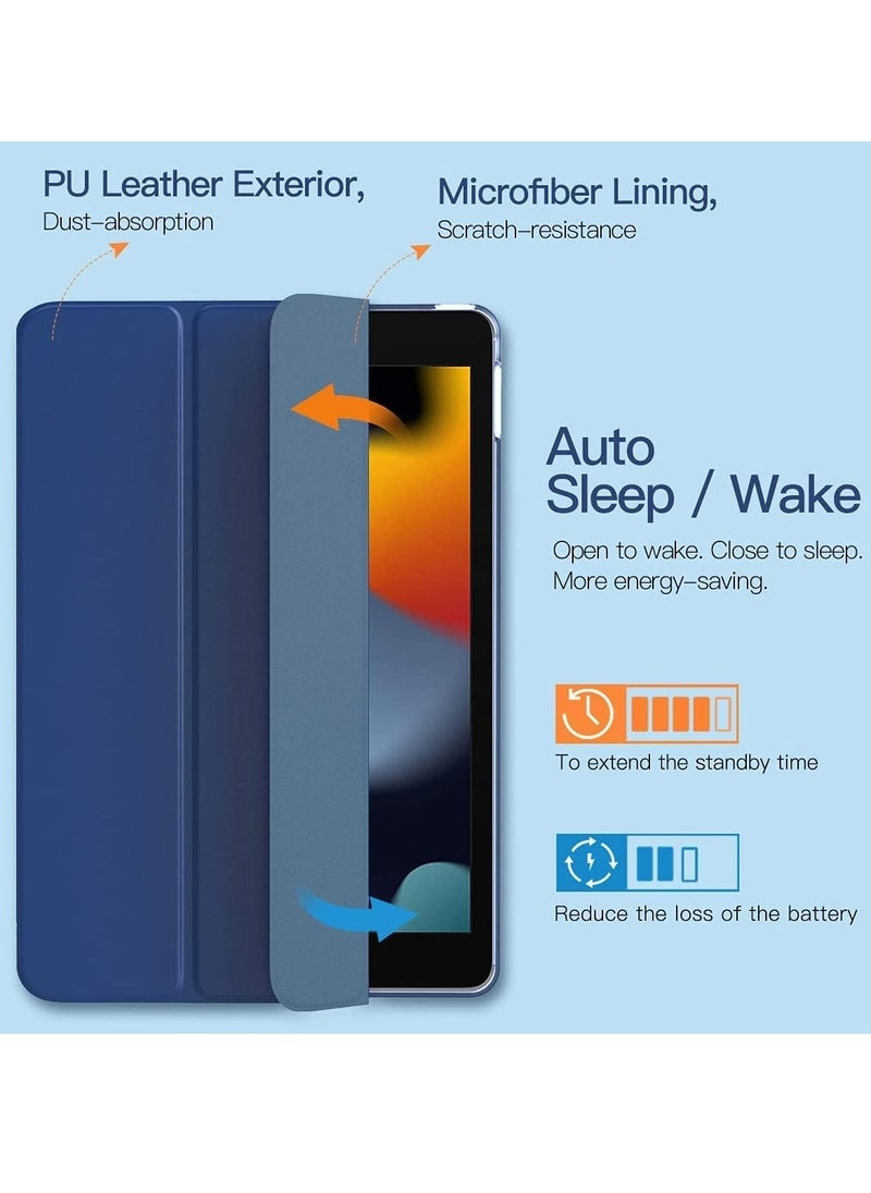 iPad 10.2 Case - Compatible with 9th Generation (2021), 8th Generation (2020), 7th Generation (2019) - Slim Translucent Hard PC Protective Smart Cover with Stand - Navy Blue