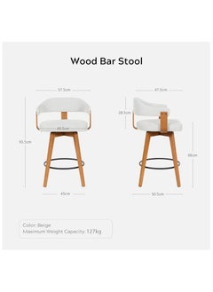 Chogori Swivel Bar Stools Set of 2, 26" Counter Height Bar Chairs with Curved Back and Armrest Modern Linen Upholstered Wood Barstools for Kitchen Island Home Bar  - Image 2