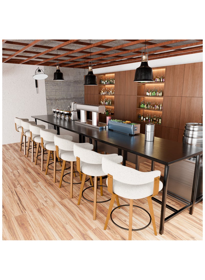 Chogori Swivel Bar Stools Set of 2, 26" Counter Height Bar Chairs with Curved Back and Armrest Modern Linen Upholstered Wood Barstools for Kitchen Island Home Bar - Image 4