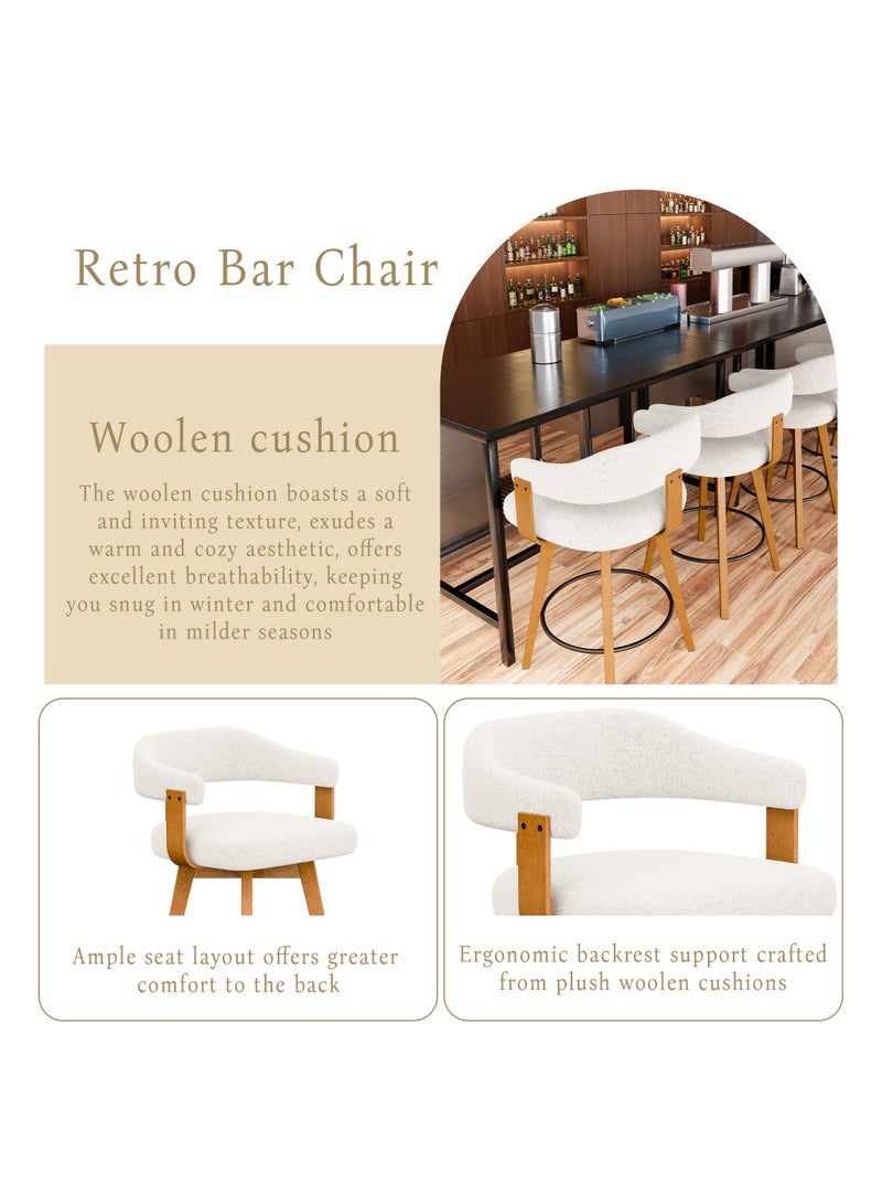 Chogori Swivel Bar Stools Set of 2, 26" Counter Height Bar Chairs with Curved Back and Armrest Modern Linen Upholstered Wood Barstools for Kitchen Island Home Bar - Image 5