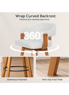 Chogori Swivel Bar Stools Set of 2, 26" Counter Height Bar Chairs with Curved Back and Armrest Modern Linen Upholstered Wood Barstools for Kitchen Island Home Bar  - Image 4