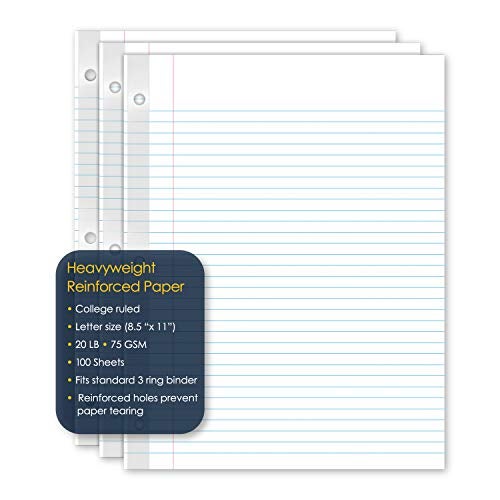 iScholar Reinforced Filler Paper, College Ruled, White, 100 Sheets, 9 x 11 Inches (83101) - Image 2