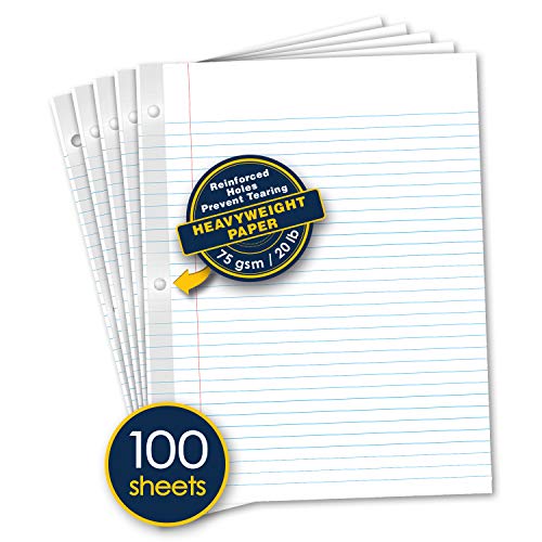 iScholar Reinforced Filler Paper, College Ruled, White, 100 Sheets, 9 x 11 Inches (83101) - Image 3