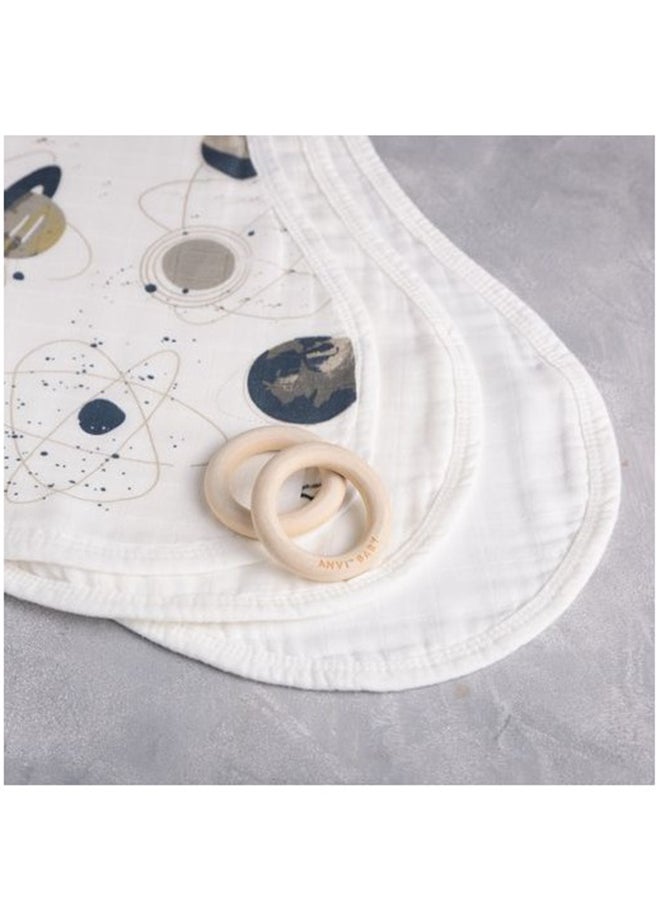 Anvi Baby Set of 3 Organic Bamboo Burp and Bib Cloth Dreamy Space  - Image 3